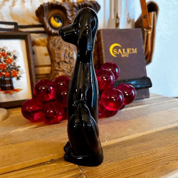 Viking Glass Epic Dog Figurine - Shiny Black Hound by Mosser Glass, 8" Solid Gla - Picture 9 of 10